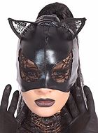 Cat (woman), costume mask, wet look, lace, ears